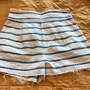 Band Of Outsiders High Waist White and Blue Striped Shorts